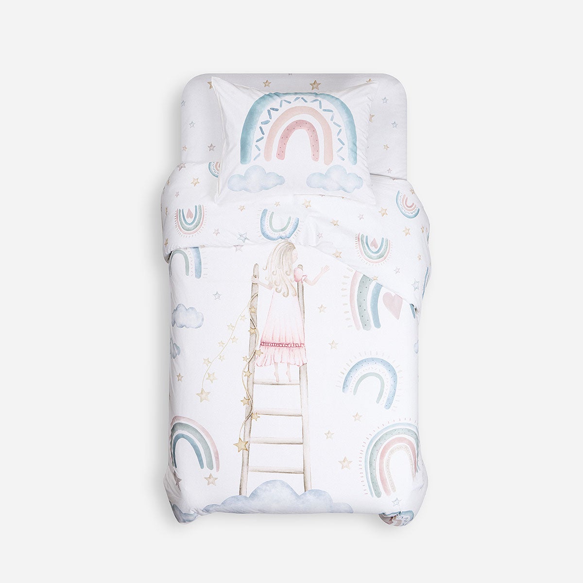 Funda Plumón Algodón Kids Reversible Arcoíris