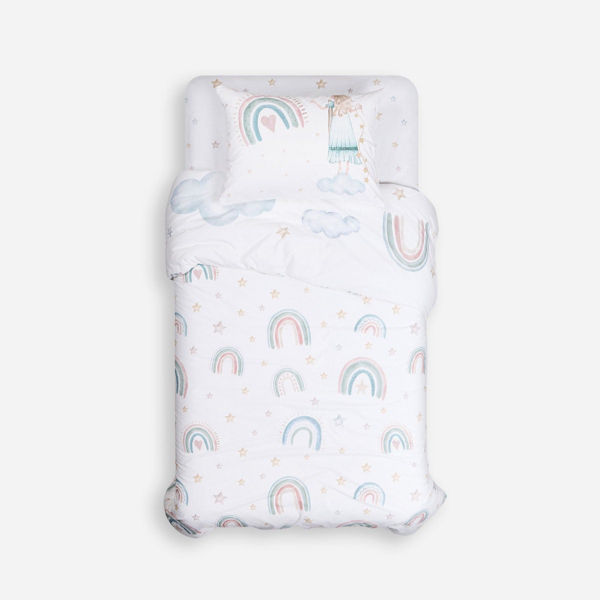 Funda Plumón Algodón Kids Reversible Arcoíris