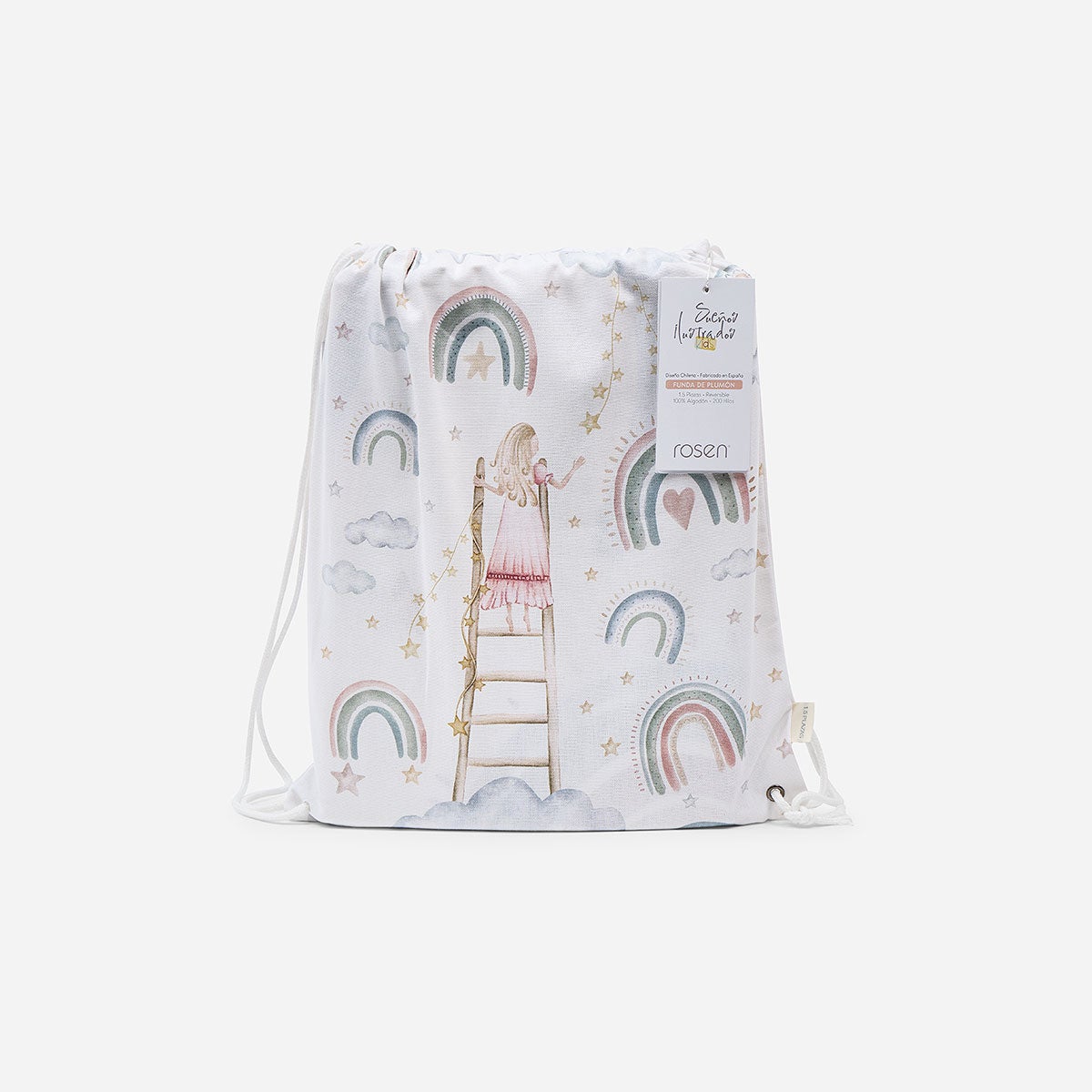 Funda Plumón Algodón Kids Reversible Arcoíris