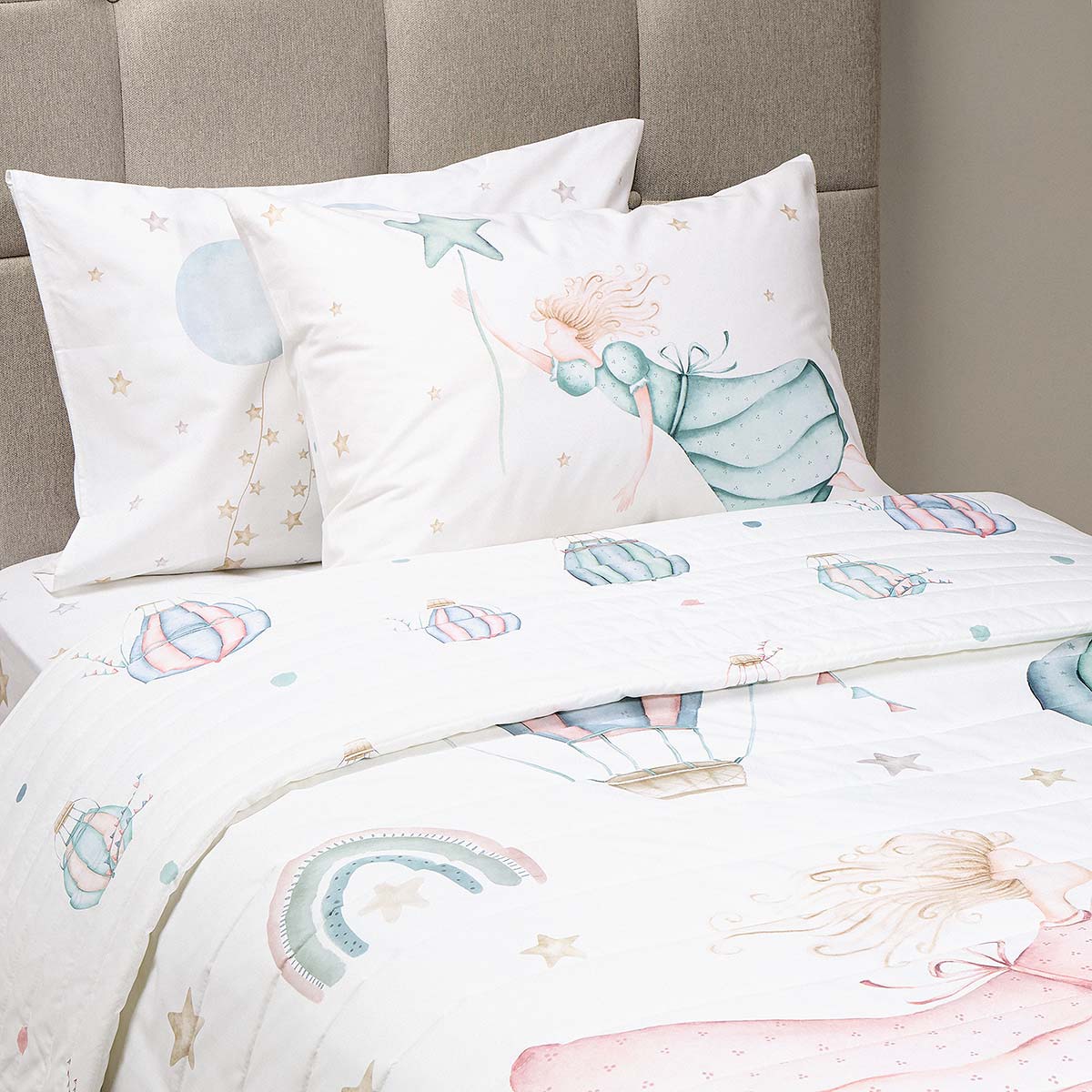 Cubrecama Algodón Kids Reversible Arcoíris