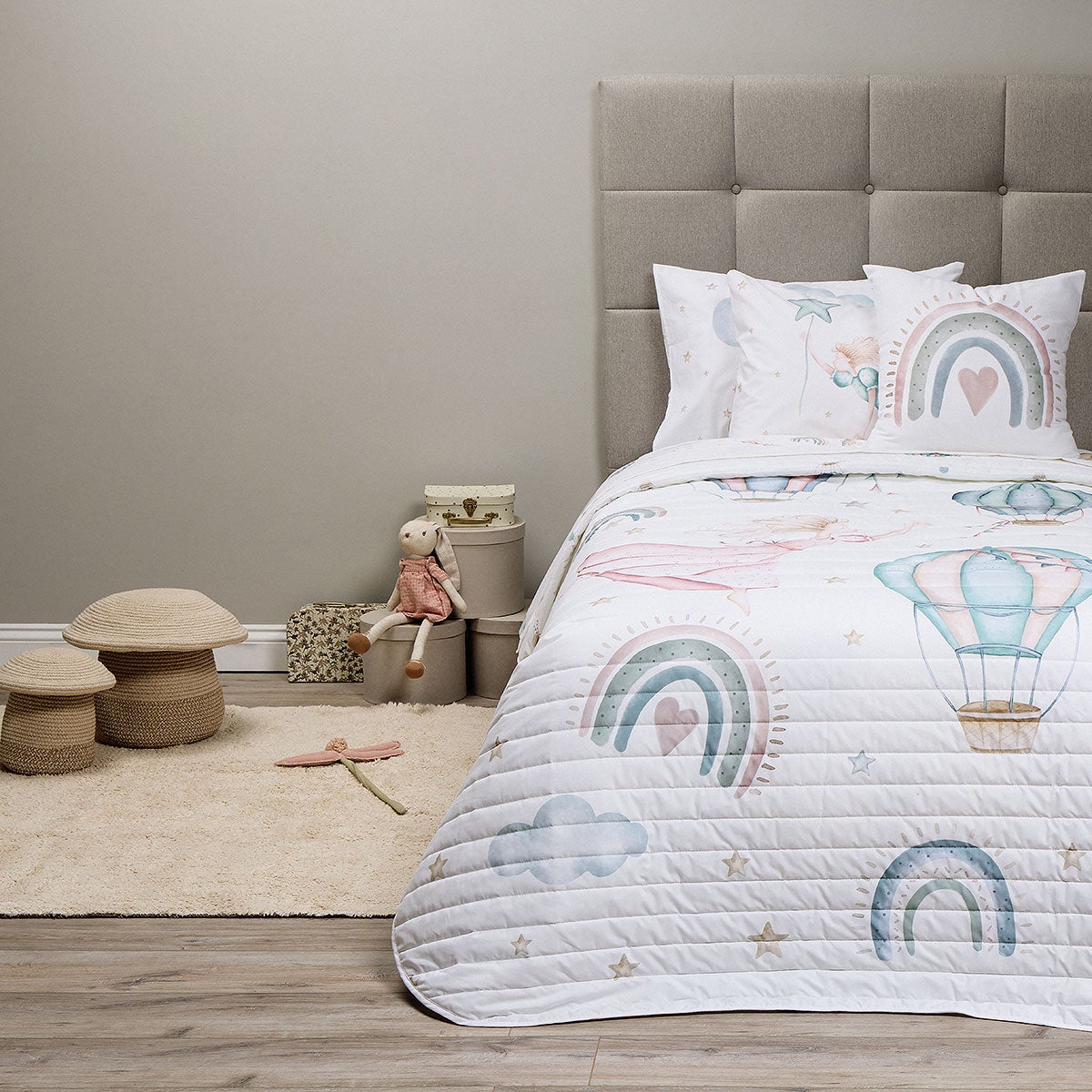 Cubrecama Algodón Kids Reversible Arcoíris