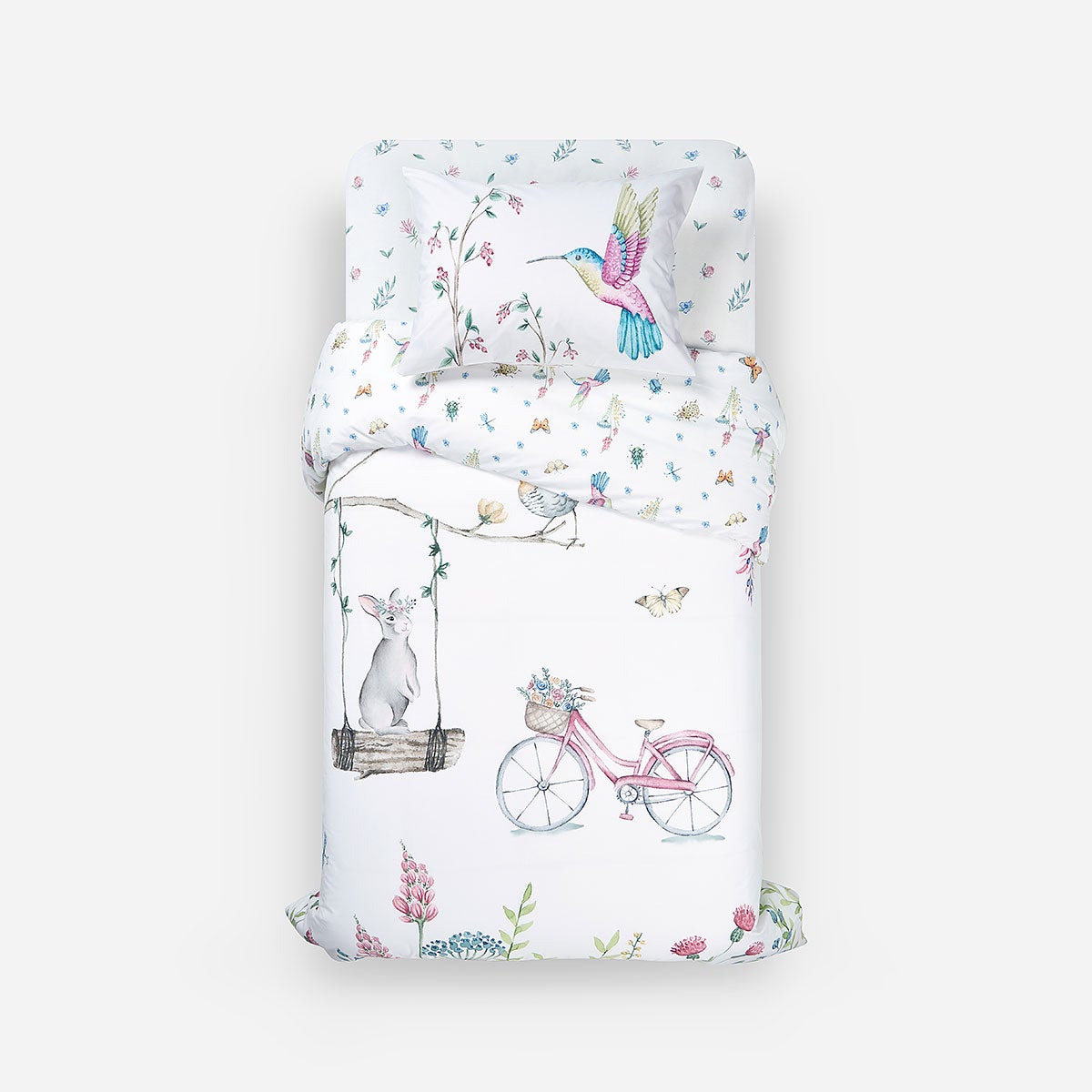Funda Plumón Algodón Kids Reversible Botánico
