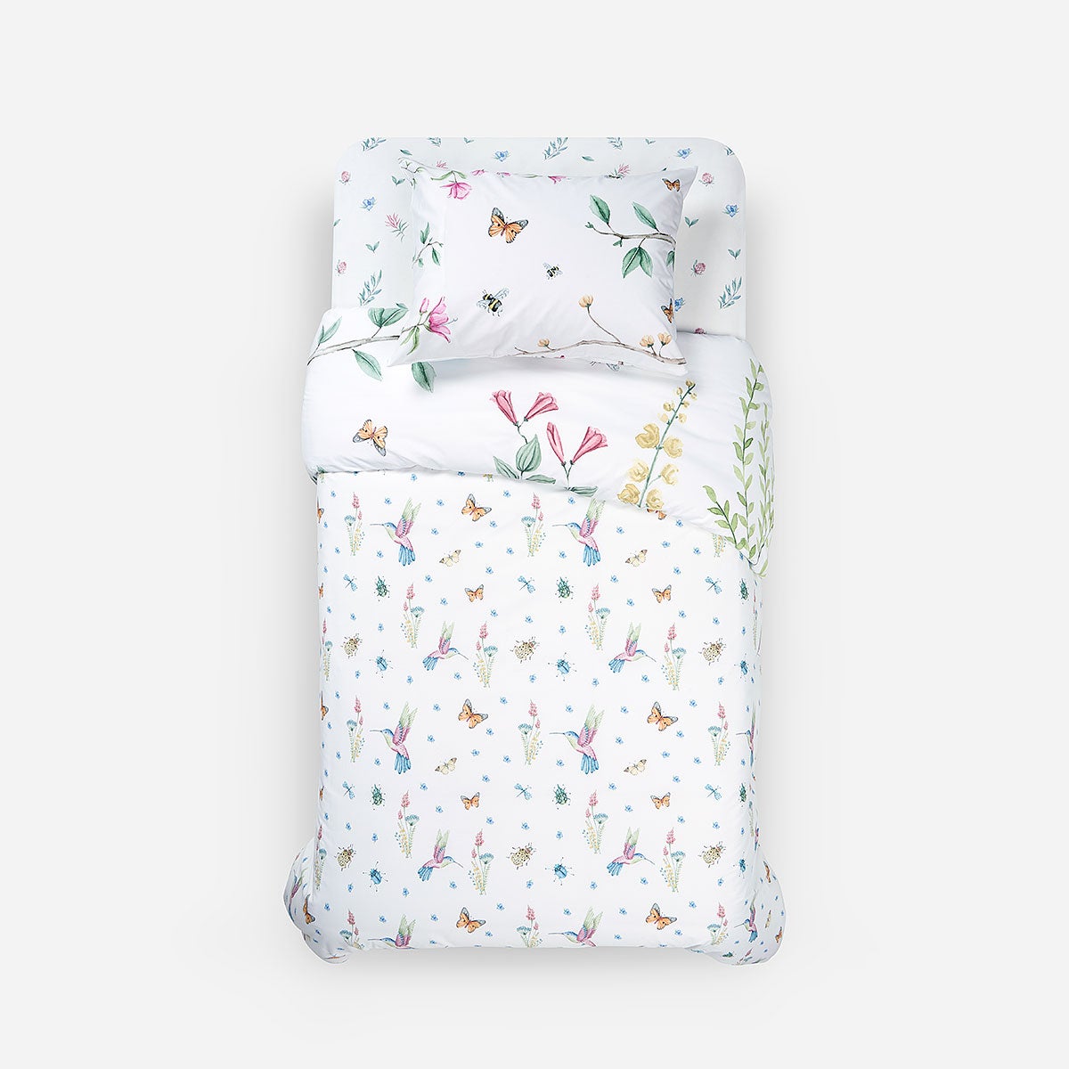 Funda Plumón Algodón Kids Reversible Botánico