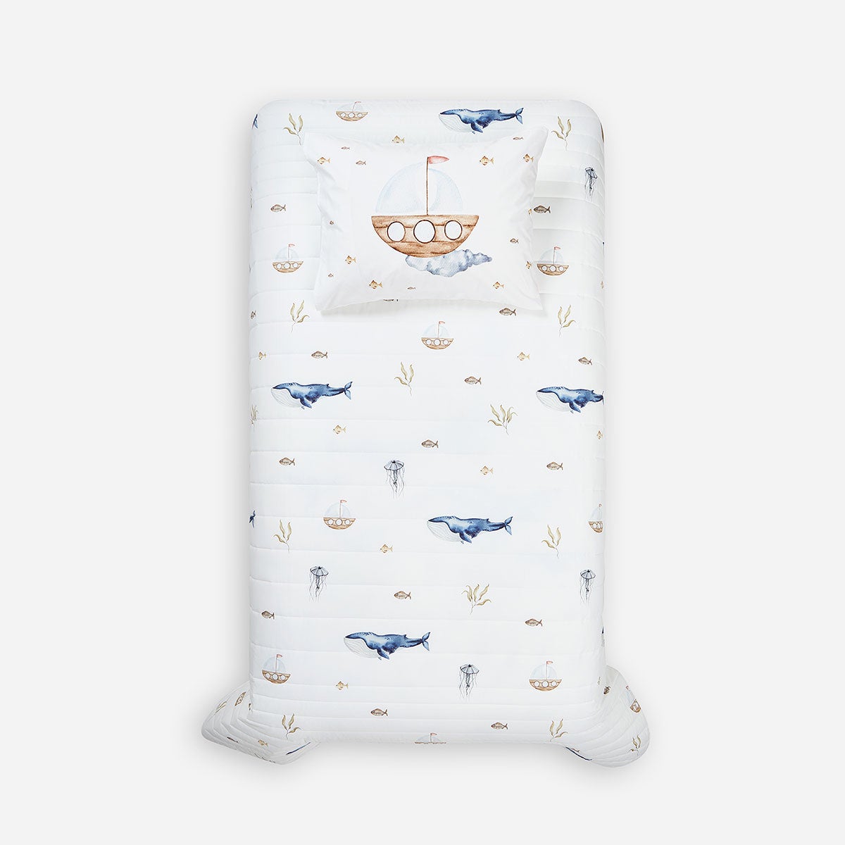 Cubrecama Algodón Kids Reversible Ballenas