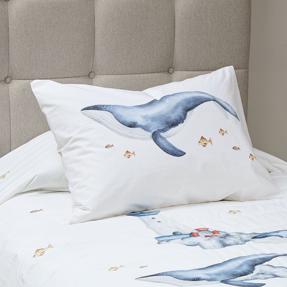 Cubrecama Algodón Kids Reversible Ballenas