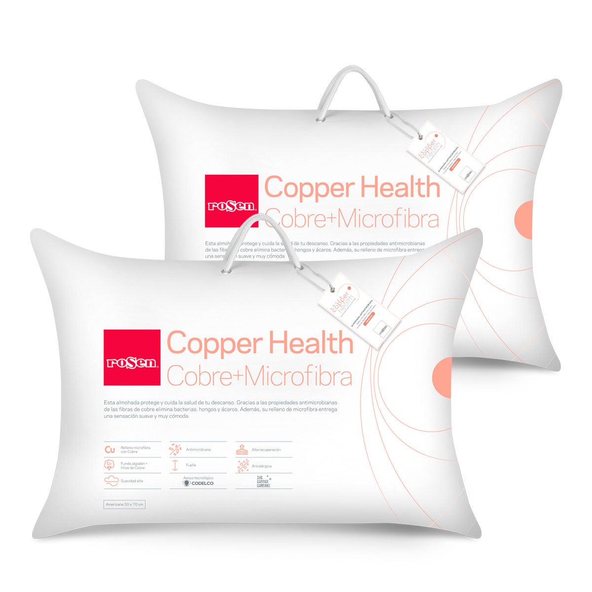 Set 2  Almohada Microfibra Copper Health