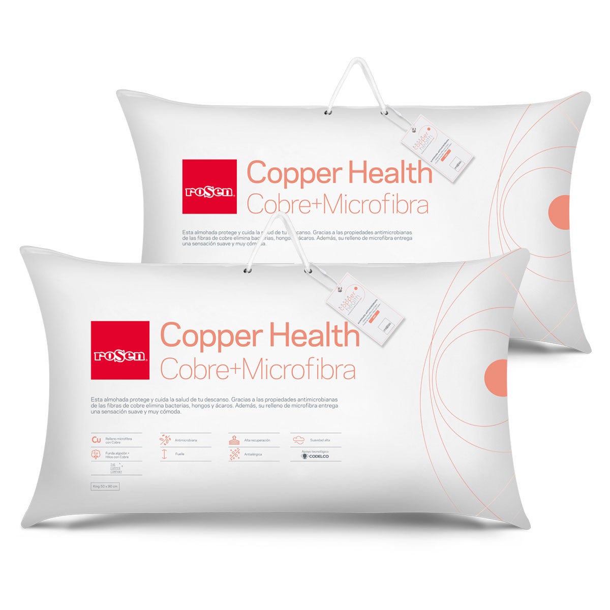 Set 2  Almohada Microfibra Copper Health