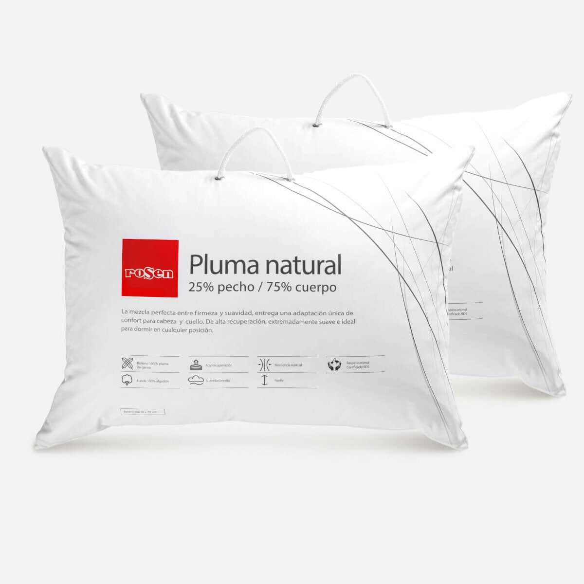 Set 2 Almohada Pluma Natural 25% S/Fuelle